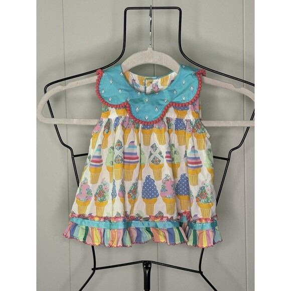 Matilda Jane Baby Cherry On Top Ice Cream Dress Bloomer Short Sz 12-18 Mos Girl - Picture 2 of 9